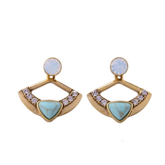 REVITALIZED Jewelry - 3/$15 • Turquoise Fan Shaped Earrings
